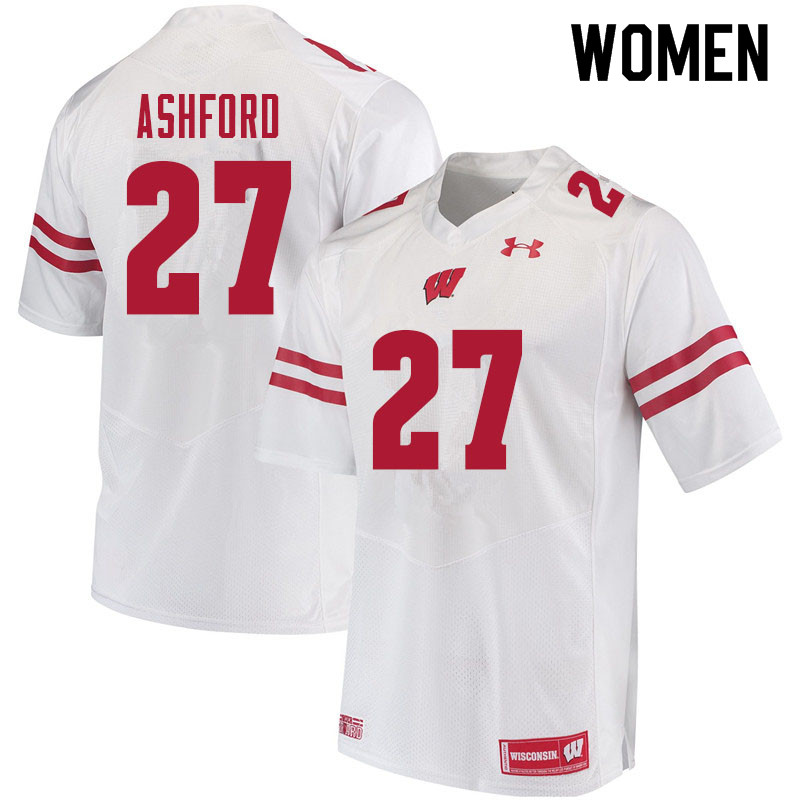 Wisconsin Badgers Women's #27 Al Ashford NCAA Under Armour Authentic White College Stitched Football Jersey GT40J64XW